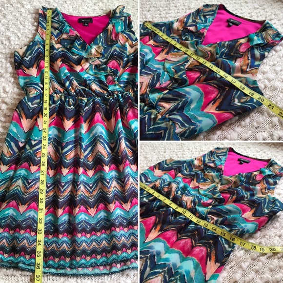 AB Studio V-neck Abstract Watercolor Dress Size XL - Picture 6 of 8